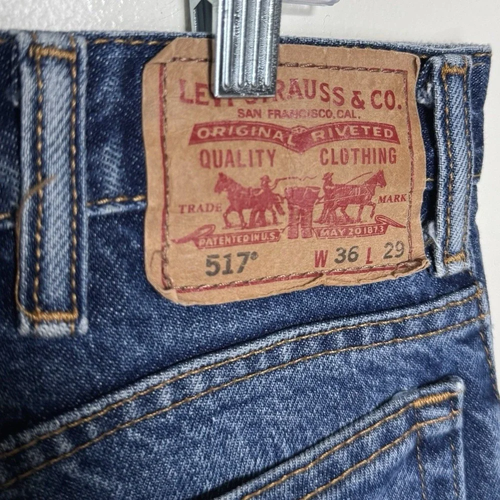 Levis 517 Bootcut Jeans Mens 36x29 Blue Denim Medium‎ Wash Cotton 517-0217